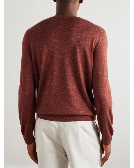 Zegna Red Mulberry Silk, Cashmere And Linen-Blend Sweater for men