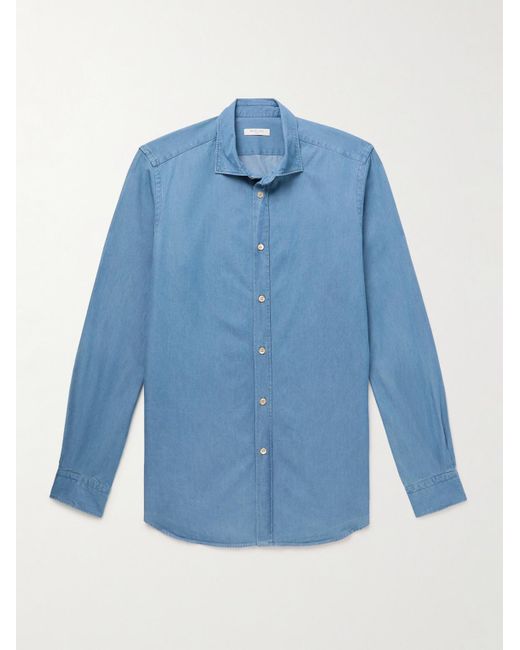 Boglioli Blue Slim-fit Cotton-chambray Shirt for men