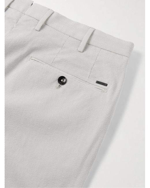 Incotex Venezia 1951 schmal geschnittene Hose aus gestreiftem Seersucker aus einer Baumwollmischung in Gray für Herren