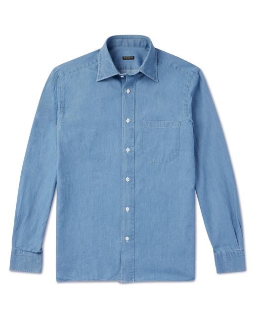 Rubinacci Blue Cotton-chambray Shirt for men