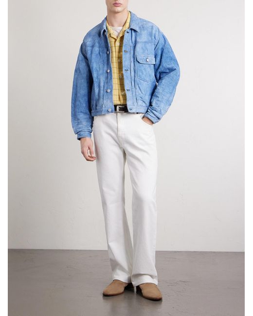 Visvim Blue 102X Cropped Leather Jacket for men