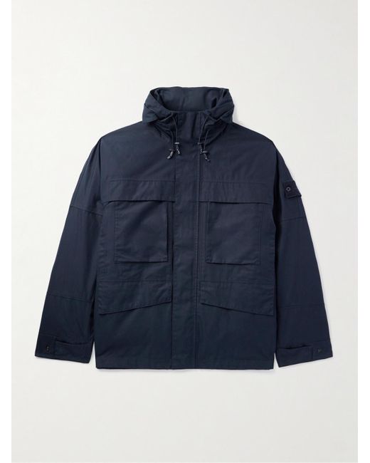 Stone Island Blue Ghost Logo-appliquéd Cotton Hooded Jacket With Detachable Down Liner for men