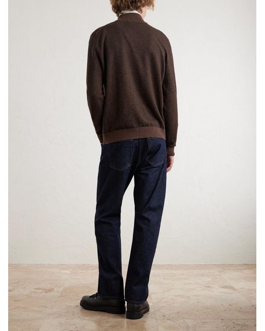 Loro Piana Brown Roadster Cashmere Half-Zip Sweater for men
