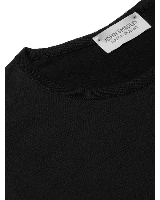 John Smedley Black Belden Slim-Fit Knitted Sea Island Cotton T-Shirt for men