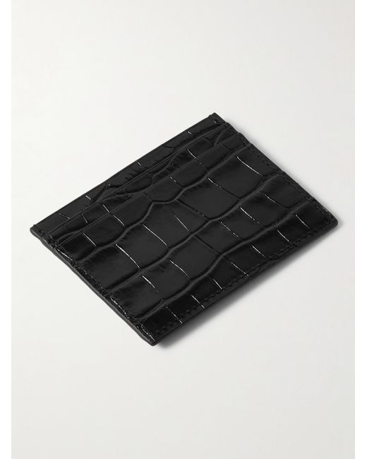 Christian Louboutin Black Logo-appliquéd Croc-effect Glossed-leather Cardholder for men
