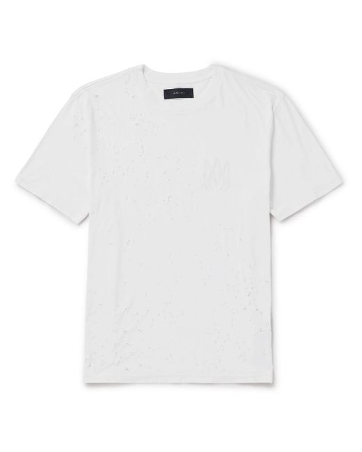 Amiri White Shotgun Logo-print Distressed Cotton-jersey T-shirt for men