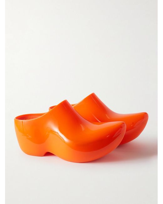 Balenciaga Orange Technoclog Rubber Clogs for men