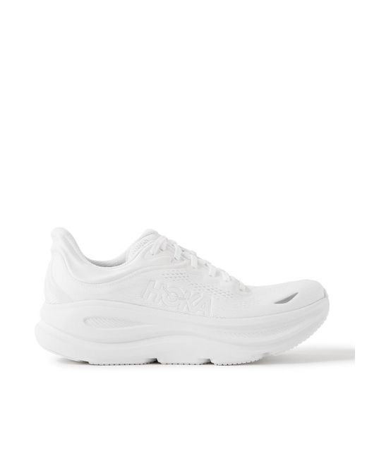 Hoka One One White Bondi 9 Rubber-Trimmed Mesh Running Sneakers for men