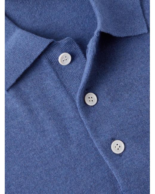A.P.C. Blue Gregory Logo-embroidered Cotton And Cashmere-blend Polo Shirt for men
