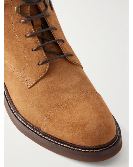 Brunello Cucinelli Brown Suede Lace-Up Boots for men