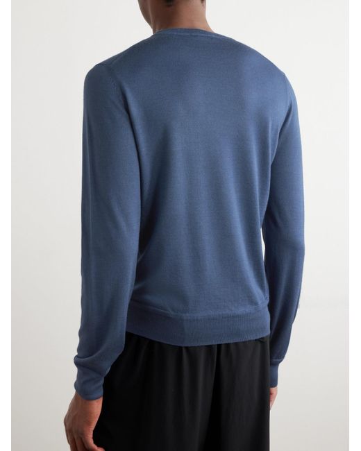 Tom Ford Blue Slim-fit Cashmere Silk-blend Sweater for men