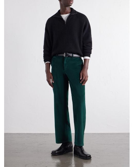 Portuguese Flannel Green Straight-Leg Cotton-Corduroy Trousers for men