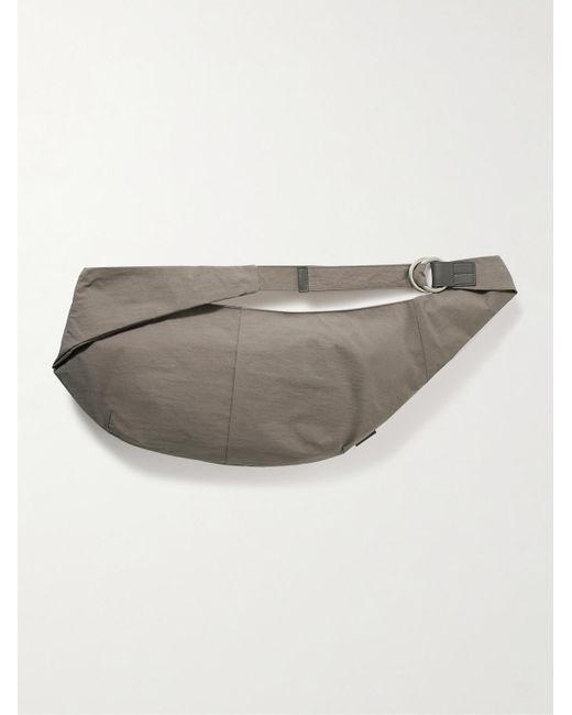 Master Piece Gray Sash Leather-Trimmed Coated-Nylon Sling Bag for men