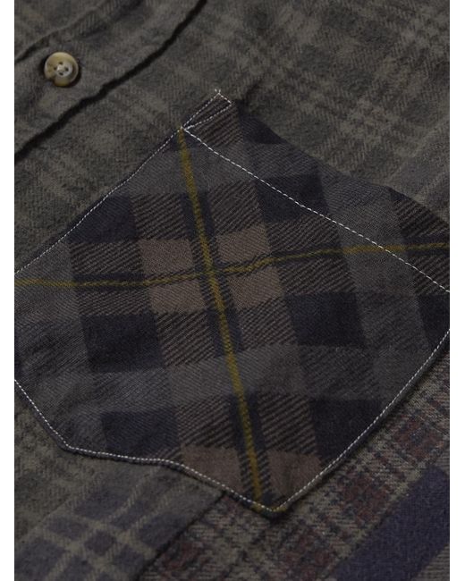 Camicia in flanella di cotone a quadri effetto consumato 7 Cuts di Needles in Gray da Uomo