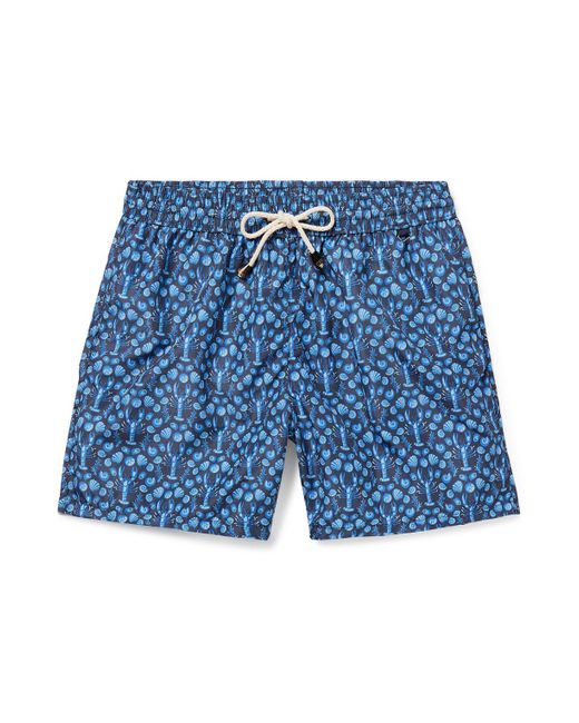 Rubinacci Blue Straight-leg Mid-length Printed Shell Swim Shorts for men