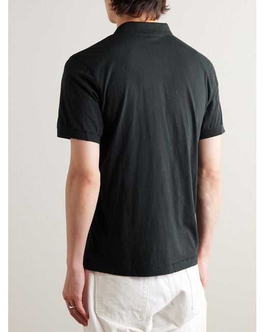 James Perse Black Luxe Lotus Cotton-Jersey Polo Shirt for men