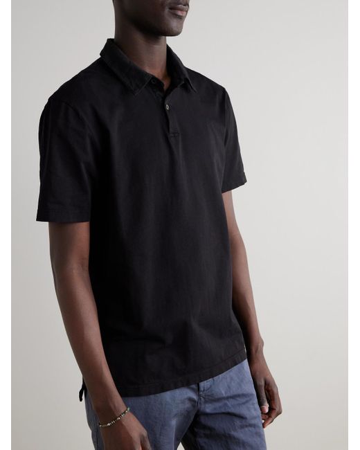 James Perse Black Slim-Fit Supima Cotton-Jersey Polo Shirt for men