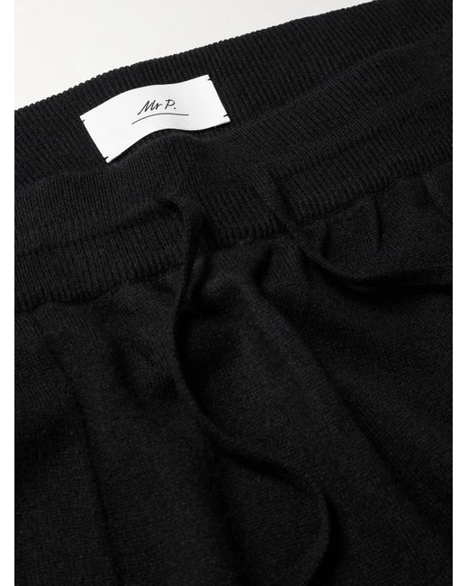 Mr P. Black Tapered Wool And Cashmere-Blend Sweatpants for men
