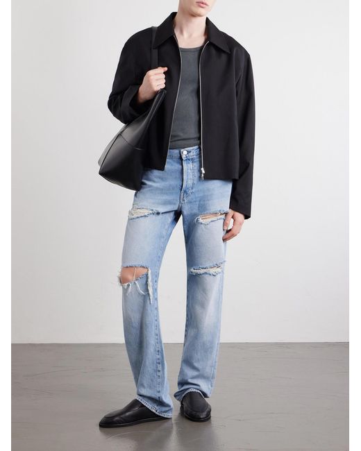 Acne Blue Ripped Straight-Leg Cotton Jeans for men