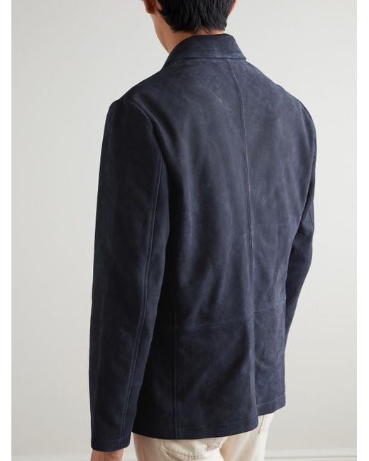 Mr P. Blue Suede Suit Jacket for men