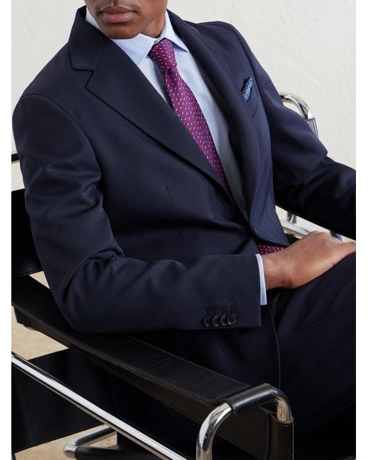 Caruso Blue Twill Suit Jacket for men