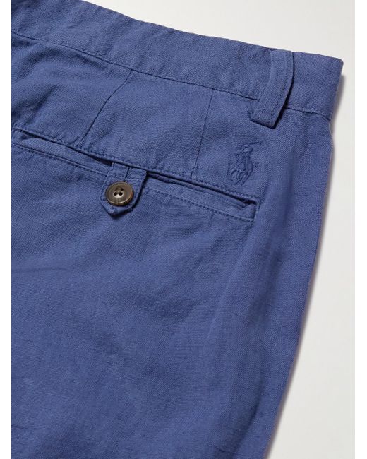 Polo Ralph Lauren Blue Straight-Leg Linen And Cotton-Blend Trousers for men