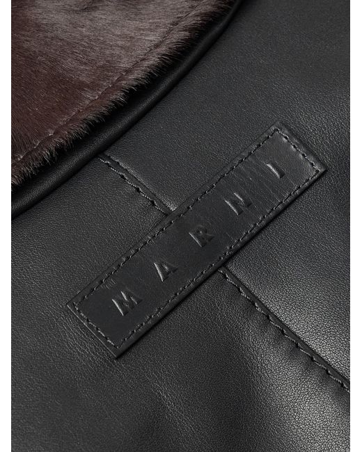 Marni Brown Leather-Trimmed Calf Hair Jacket for men