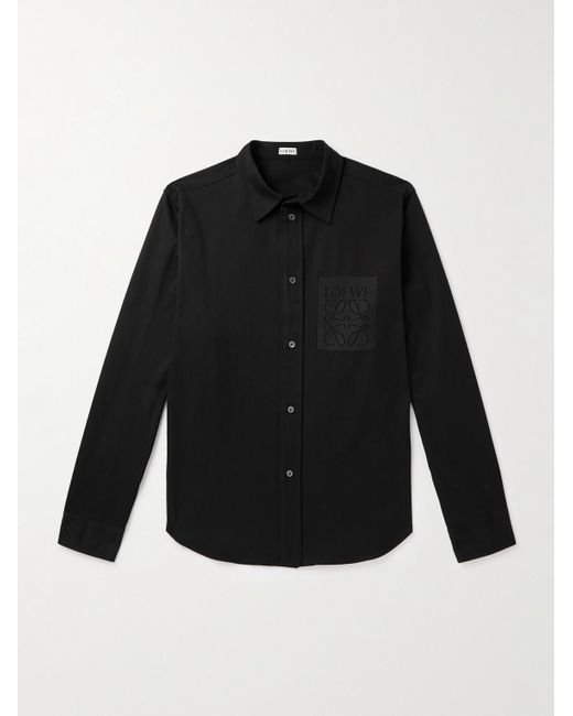Loewe Hemd aus Baumwollpopeline mit Logostickerei in Black für Herren