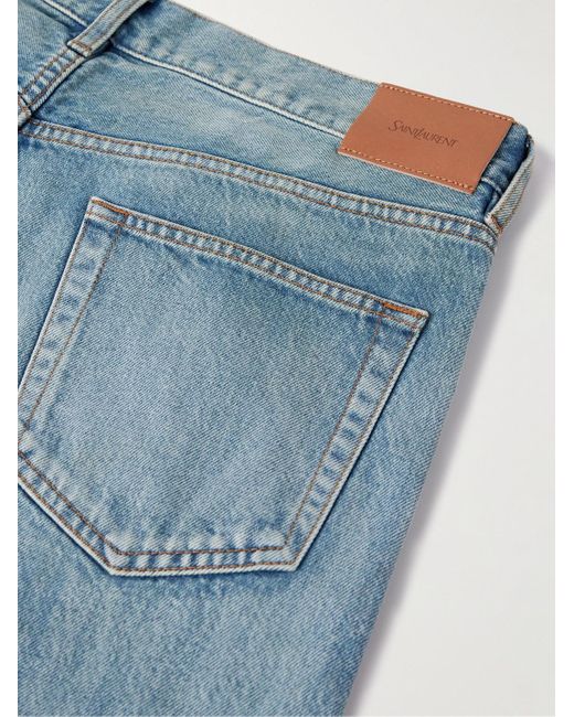 Saint Laurent Blue Straight-Leg Distressed Jeans for men