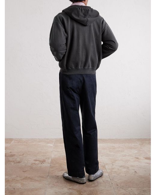 Auralee Black Product Dyed Pima Cotton Zip-Up Hoodie for men
