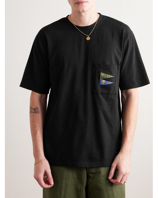 Kapital Black Logo-Appliquéd Cotton-Jersey T-Shirt for men