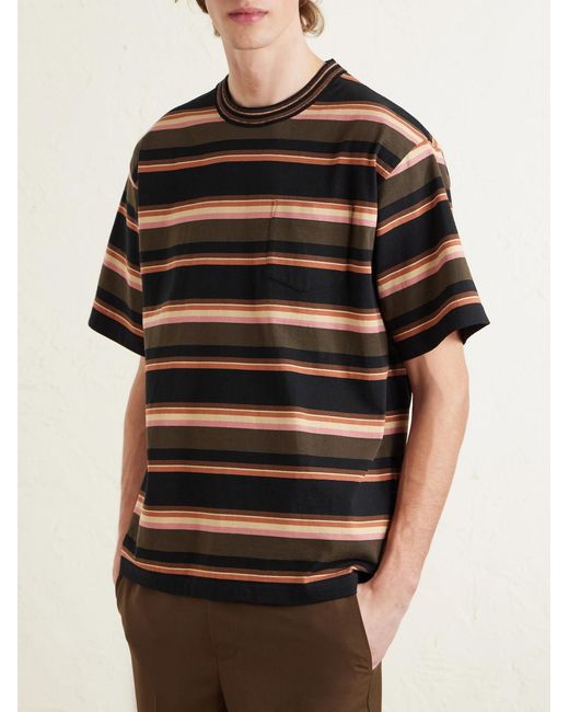 Sacai Black Striped Cotton-jersey T-shirt for men