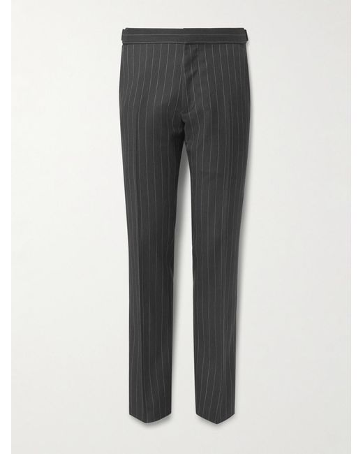 Tom Ford Gray Tapered Pinstriped Wool And Mohair-Blend Twill Suit Trousers for men