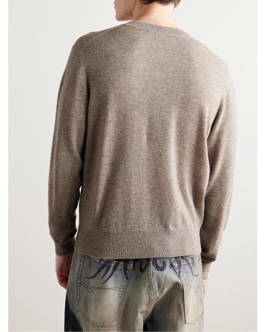 Acne Gray Kalas Logo-Appliquéd Wool And Yak-Blend Sweater for men