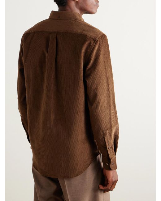 Portuguese Flannel Brown Lobo 2.0 Button-down Collar Cotton-corduroy Shirt for men