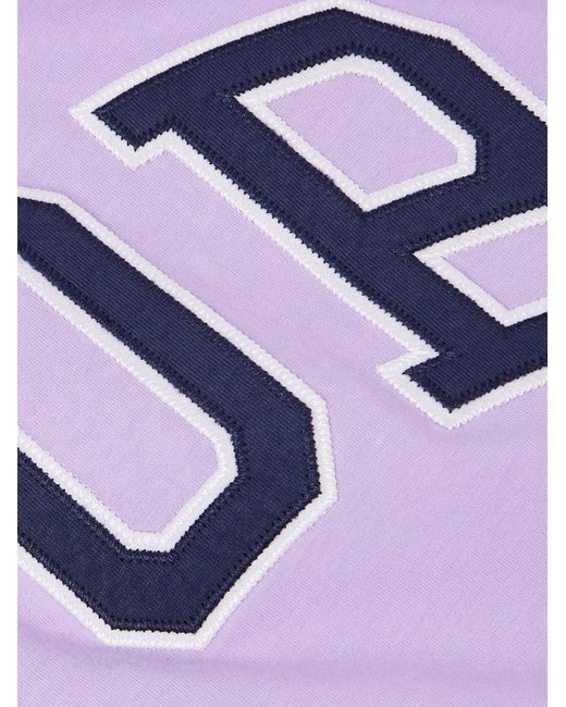 T-shirt in jersey di cotone con logo ricamato di Pop Trading Co. in Purple da Uomo