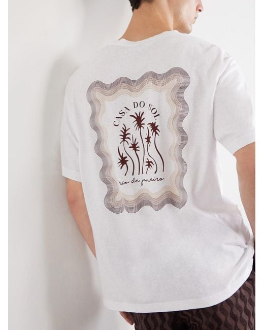 Frescobol Carioca White Dinis Printed Cotton-Jersey T-Shirt for men