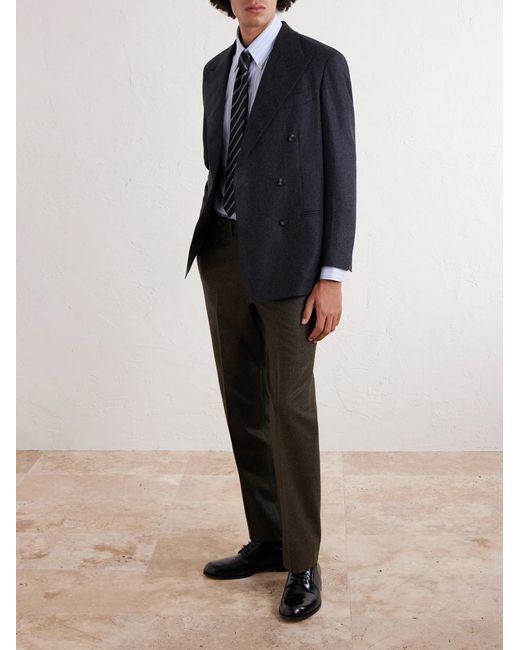 J. Mueser Blue Waverly Double-breasted Virgin Wool Suit Jacket for men