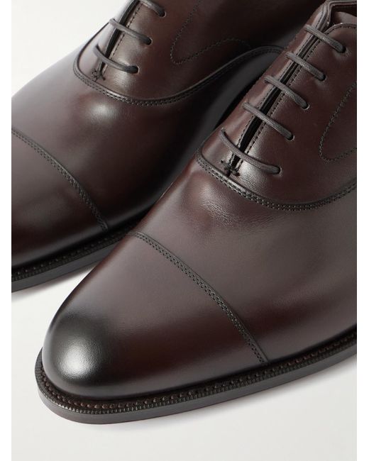 Edward Green Brown Chelsea Cap-Toe Burnished-Leather Oxford Shoes for men