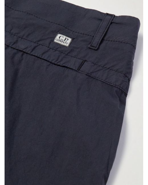 Shorts cargo a gamba dritta in misto cotone 50 fili con logo applicato di C P Company in Blue da Uomo