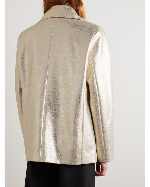 Séfr Natural Peace Shawl-Collar Metallic Faux Leather Blazer for men