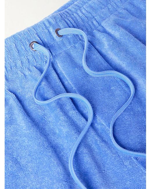 Polo Ralph Lauren Blue Straight-leg Logo-embroidered Cotton-blend Terry Drawstring Shorts for men