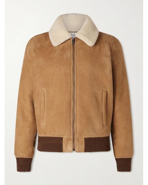 Saint Laurent Brown Shearling Blouson Jacket for men