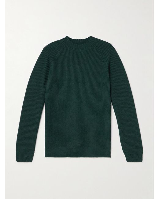 Recycled Cashmere And Wool-Blend Sweater di John Smedley in Green da Uomo