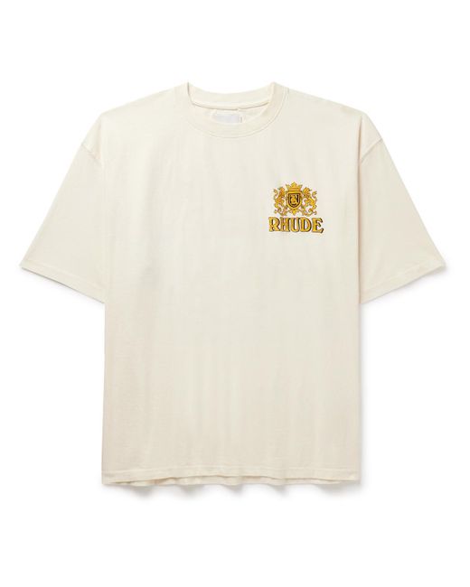 Rhude White Cresta Logo-print Cotton-jersey T-shirt for men