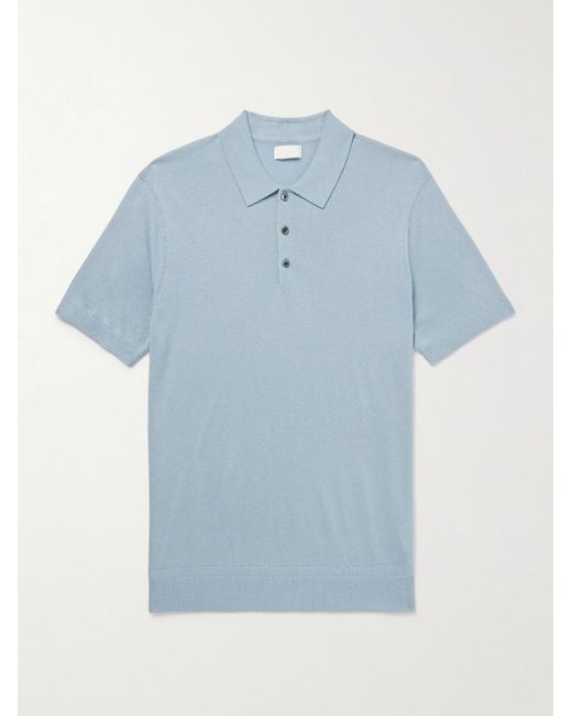 Club Monaco Blue Luxe Silk And Cashmere-blend Polo Shirt for men