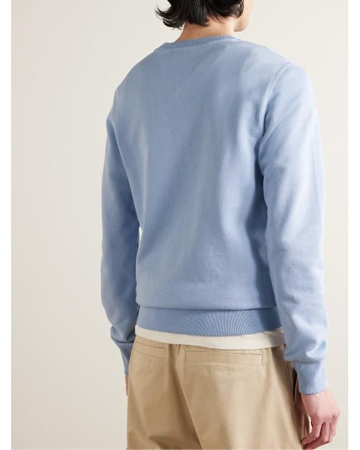 Maison Kitsuné Blue Chillax Fox Slim-fit Logo-appliquéd Cotton-jersey Sweatshirt for men