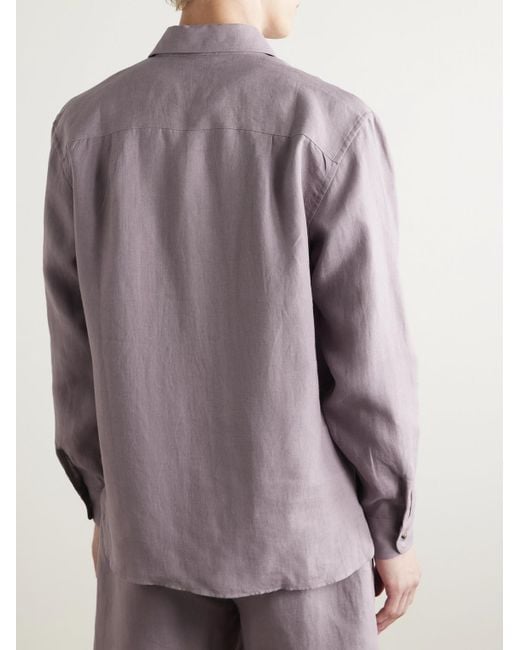 De Bonne Facture Hemdjacke aus Leinen in Purple für Herren