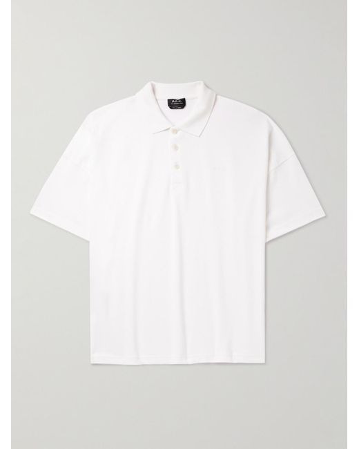 A.P.C. White Antoine Logo-embroidered Cotton-piqué Polo Shirt for men
