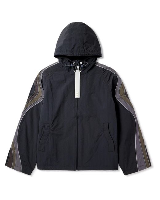 ERL Black Ufo Striped Shell Hooded Jacket for men
